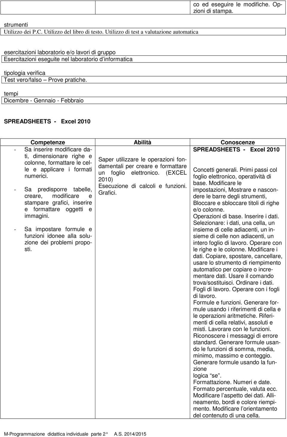 applicare i formati numerici. SPREADSHEETS - Excel 2010 - Sa predisporre tabelle, creare, modificare e stampare grafici, inserire e formattare oggetti e immagini.