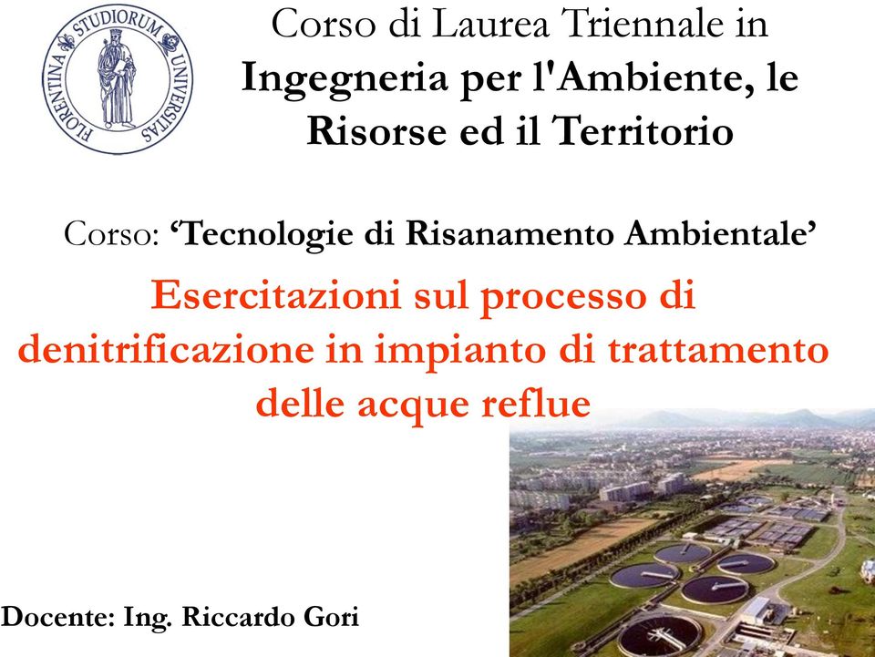 Ambientale Esercitazioni sul processo di denitrificazione in