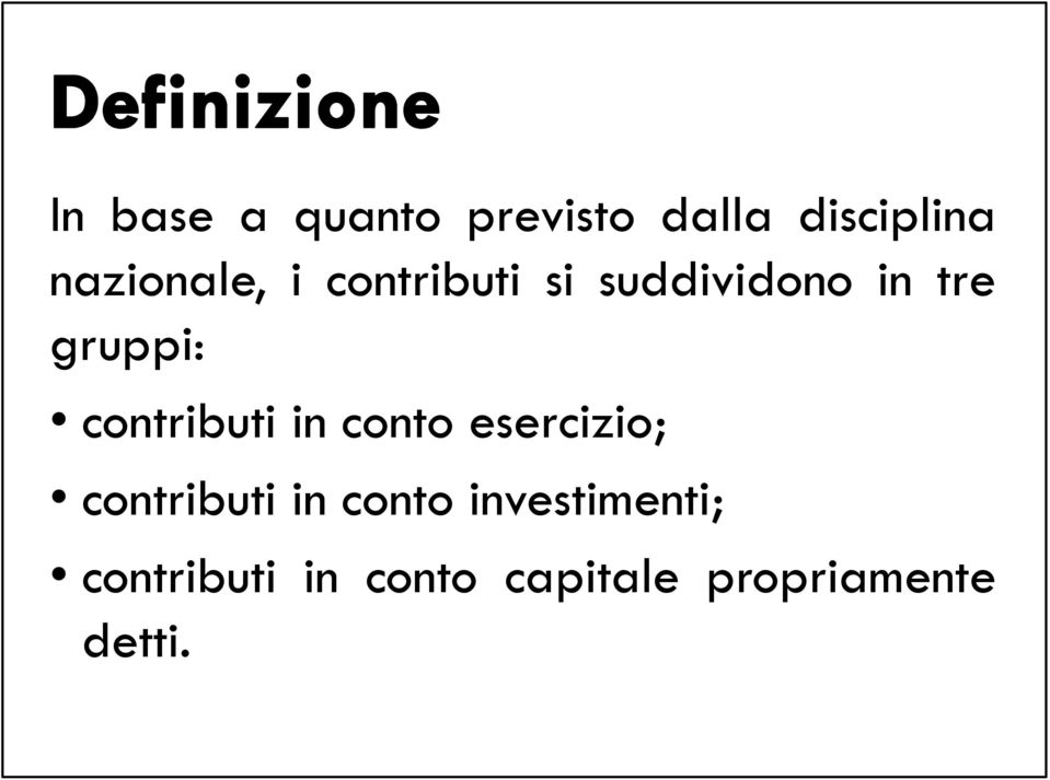 gruppi: contributi in conto esercizio; contributi in