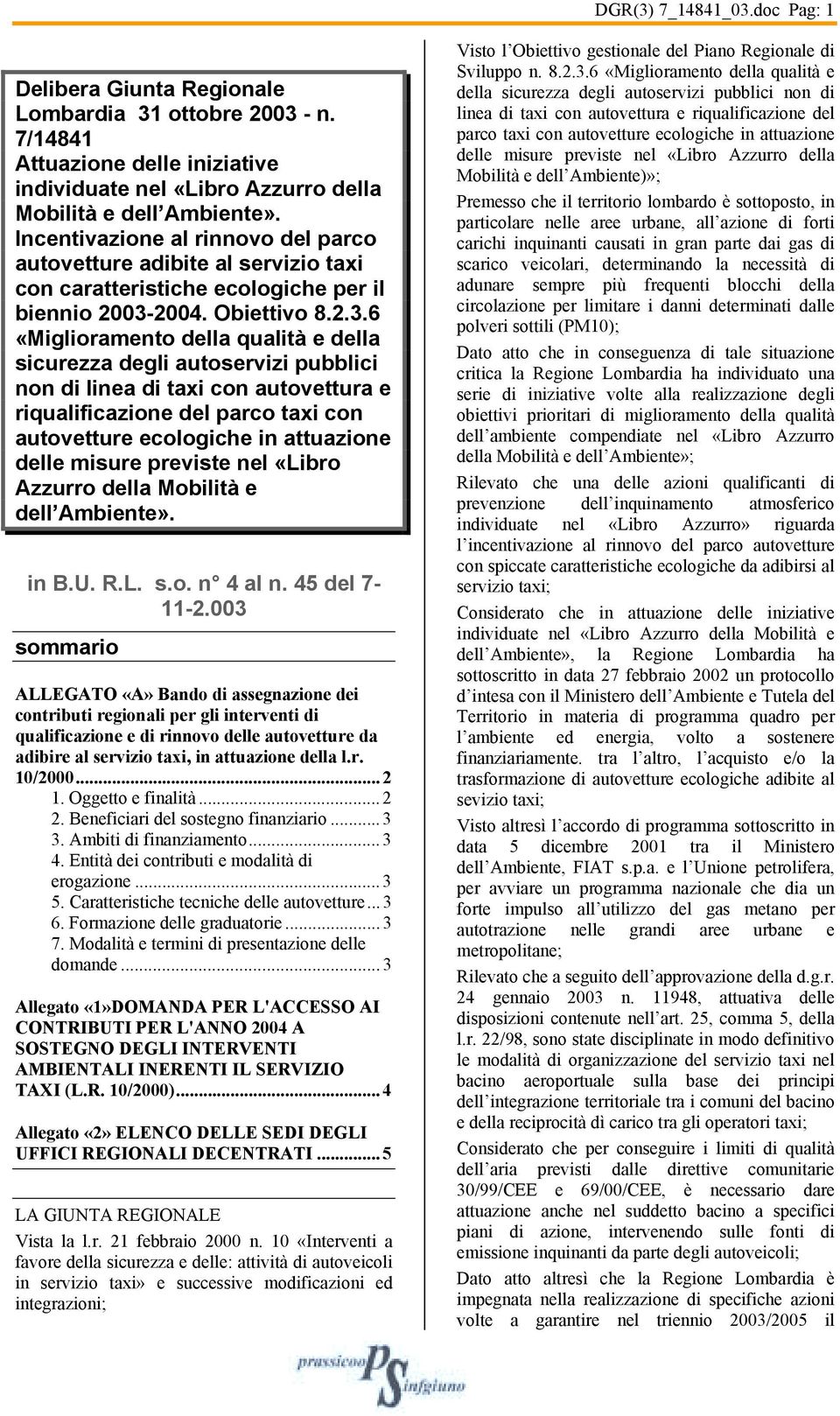 2004. Obiettivo 8.2.3.