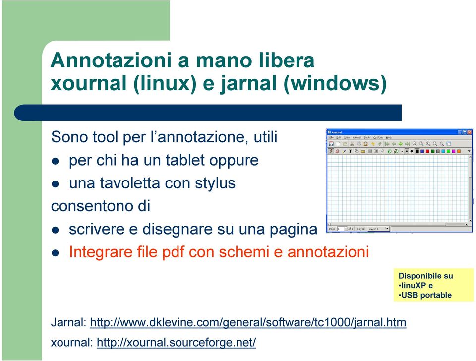 pagina Integrare file pdf con schemi e annotazioni Disponibile su linuxp e USB portable Jarnal: