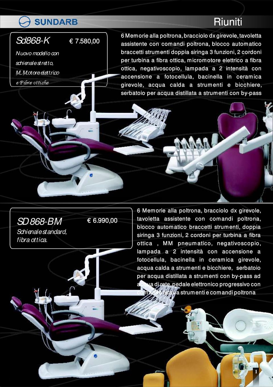 fibra ottica, micromotore elettrico a fibra ottica, negativoscopio, lampada a 2 intensità con accensione a fotocellula, bacinella in ceramica girevole, acqua calda a strumenti e bicchiere, serbatoio