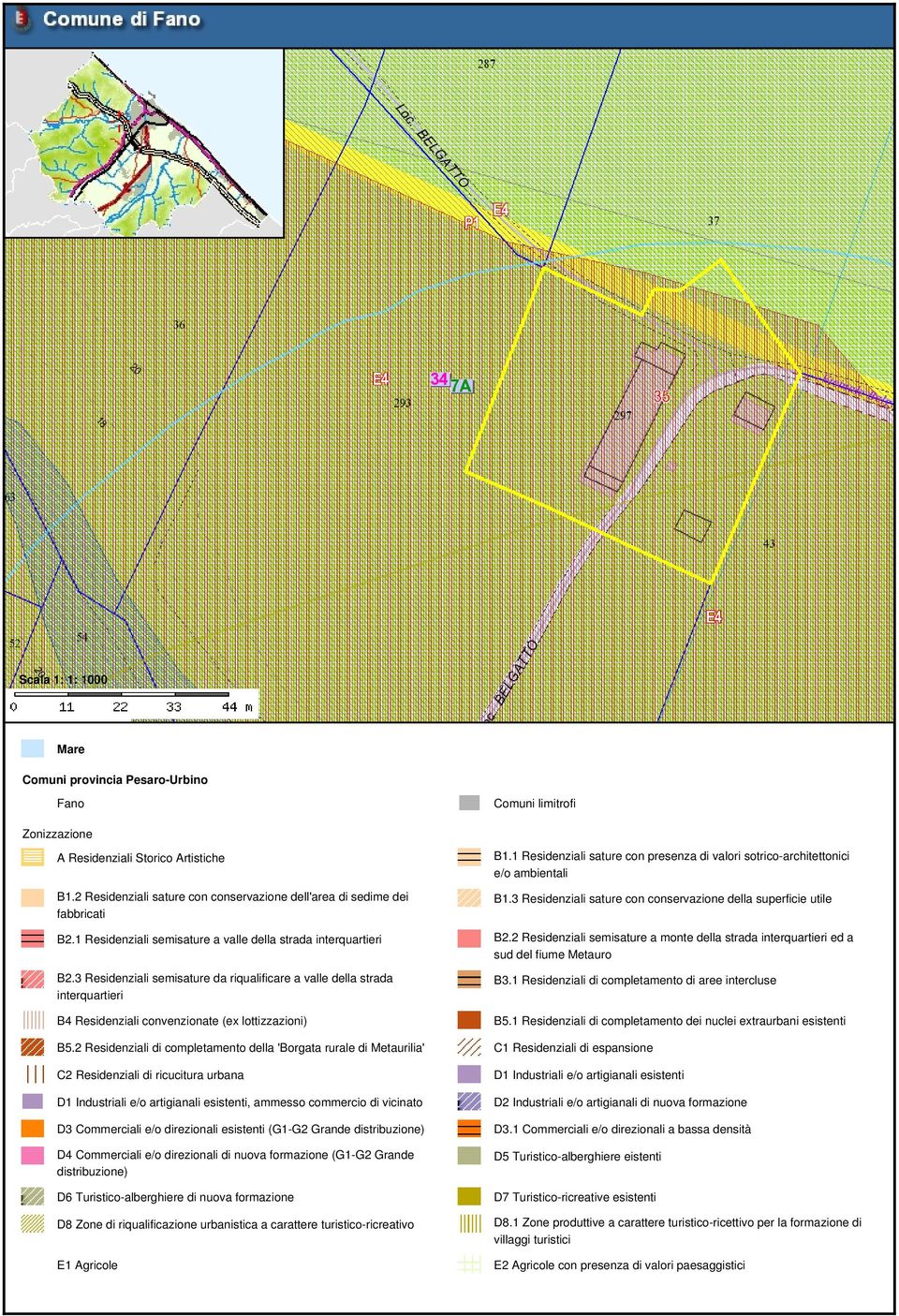 3 Residenziali sature con conservazione della superficie utile B2.1 Residenziali semisature a valle della strada interquartieri B2.