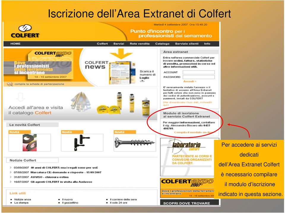 Extranet Colfert è necessario compilare il