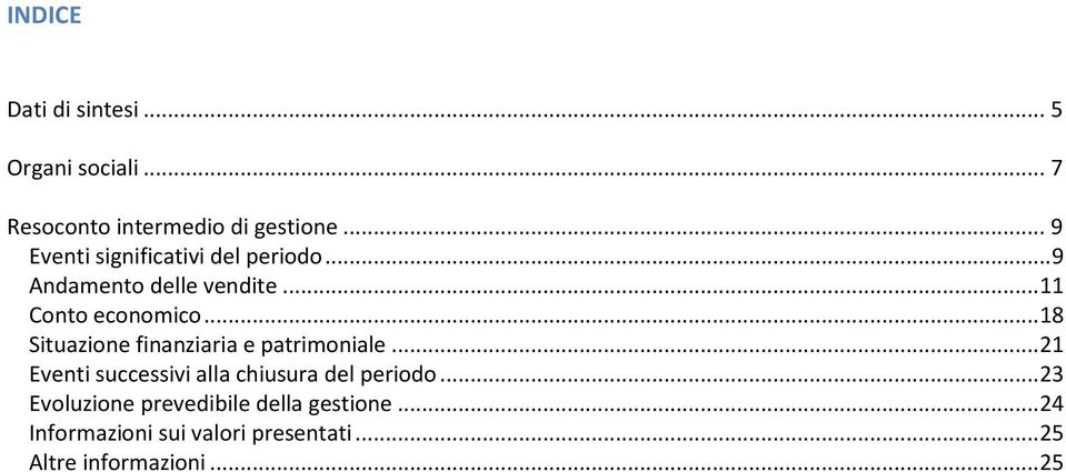 .. 18 Situazione finanziaria e patrimoniale... 21 Eventi successivi alla chiusura del periodo.