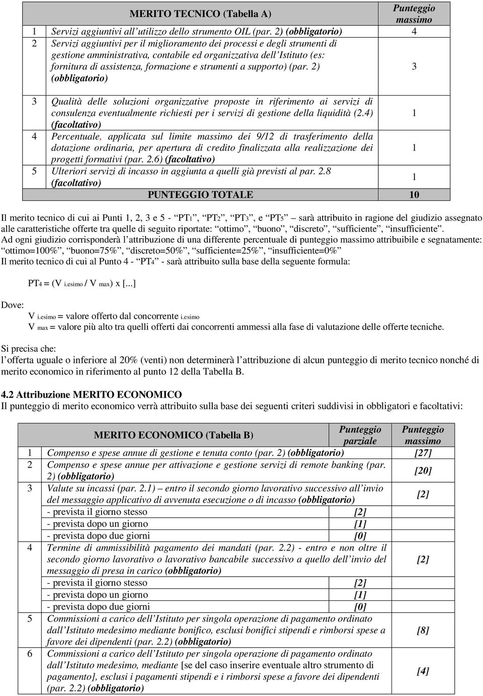 strumenti a supprt) (par. 2) (bbligatri) 3 Qualità delle sluzini rganizzative prpste in riferiment ai servizi di cnsulenza eventualmente richiesti per i servizi di gestine della liquidità (2.