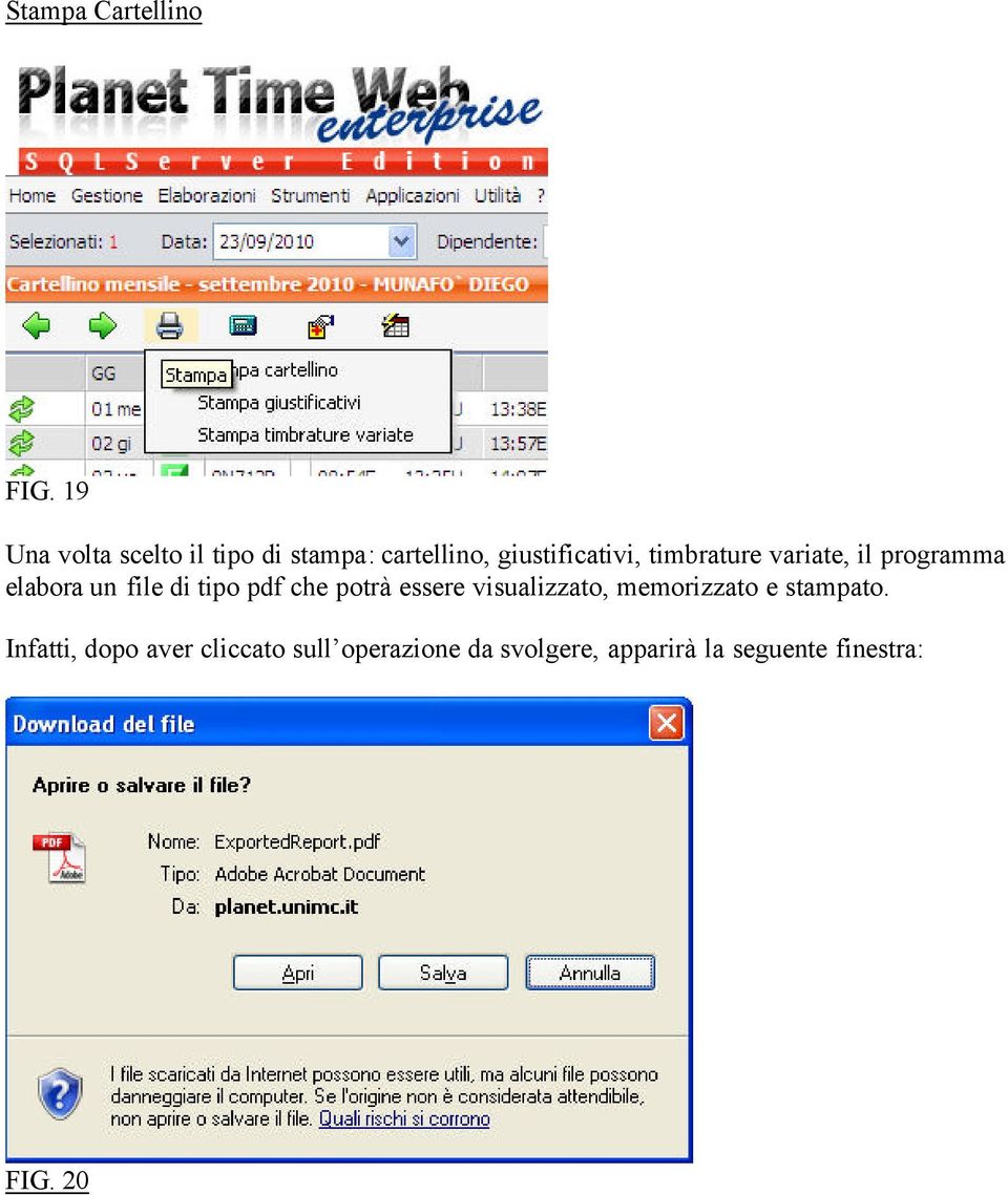 timbrature variate, il programma elabora un file di tipo pdf che potrà