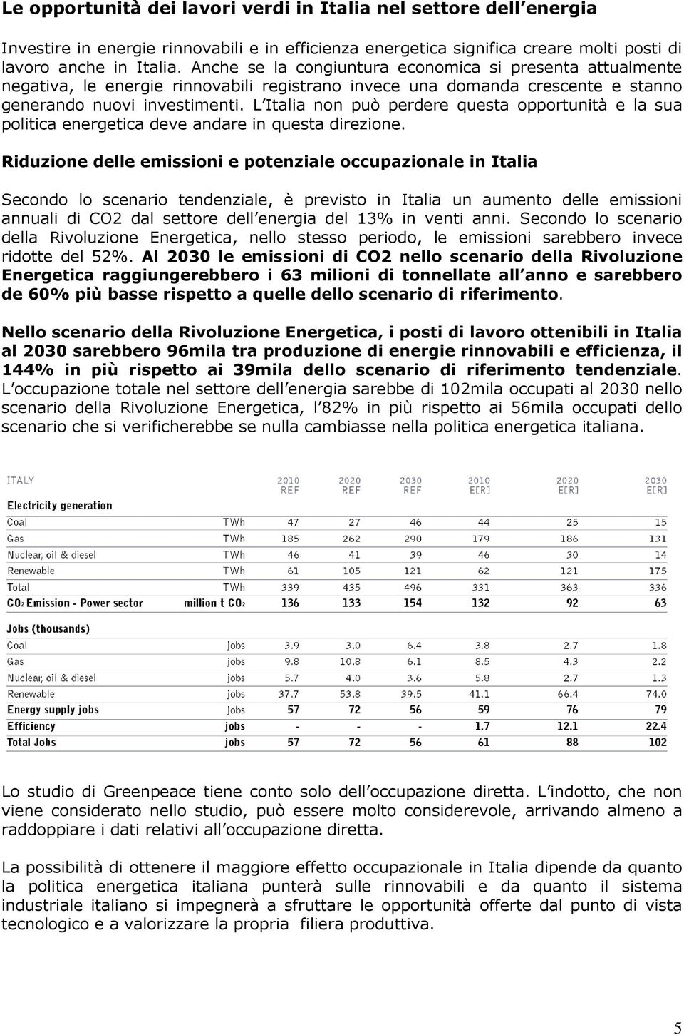 L Italia non può perdere questa opportunità e la sua politica energetica deve andare in questa direzione.