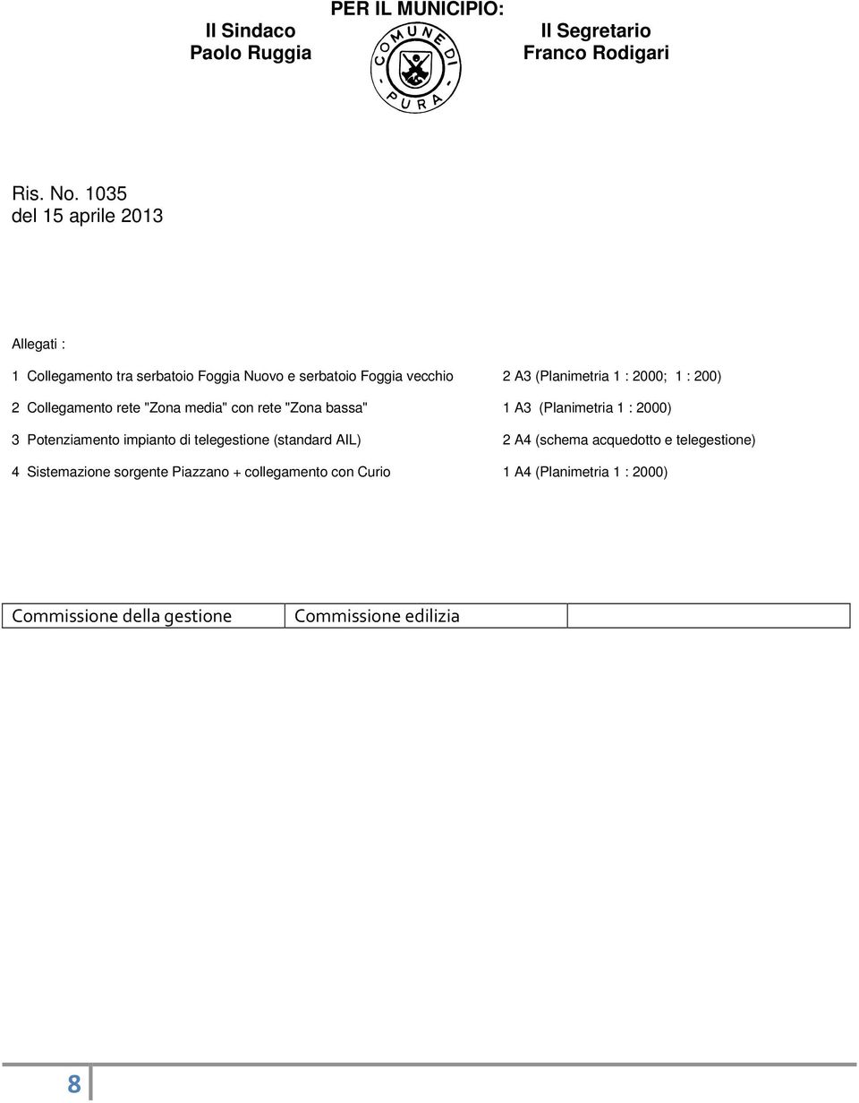 : 200) 2 Collegamento rete "Zona media" con rete "Zona bassa" 1 A3 (Planimetria 1 : 2000) 3 Potenziamento impianto di telegestione