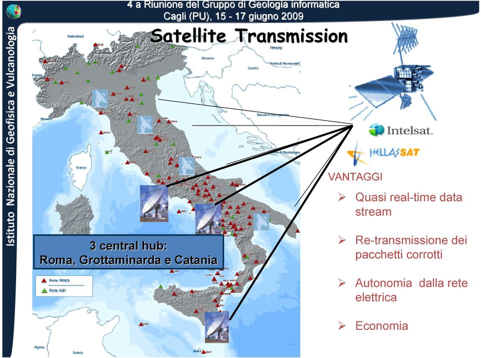 real-time data stream 3 central hub: Roma, Grottaminarda e Catania ¾