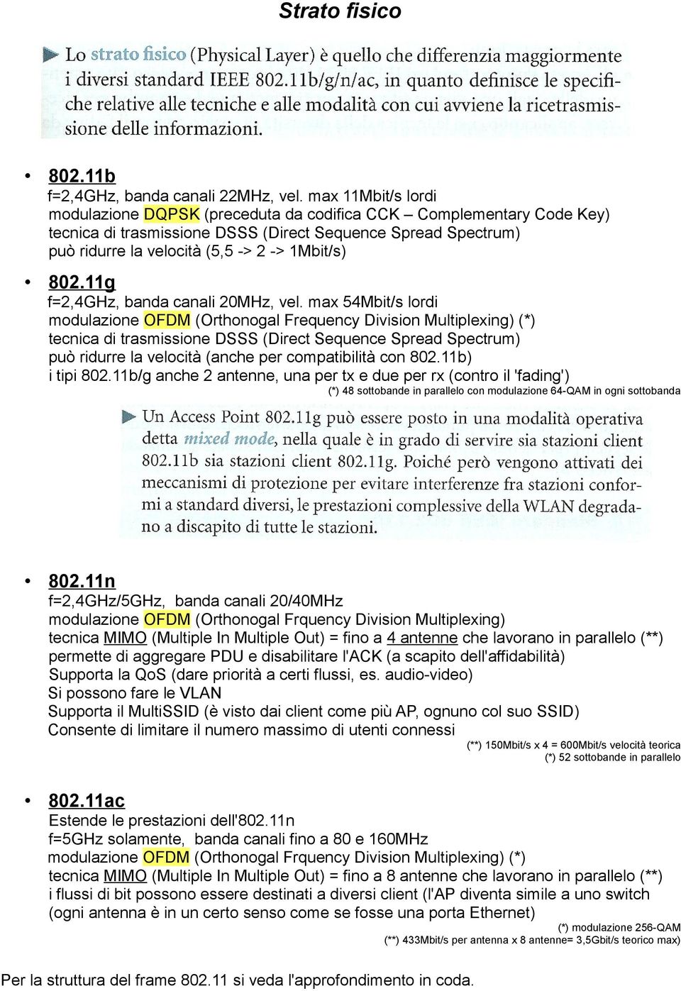 802.11g f=2,4ghz, banda canali 20MHz, vel.