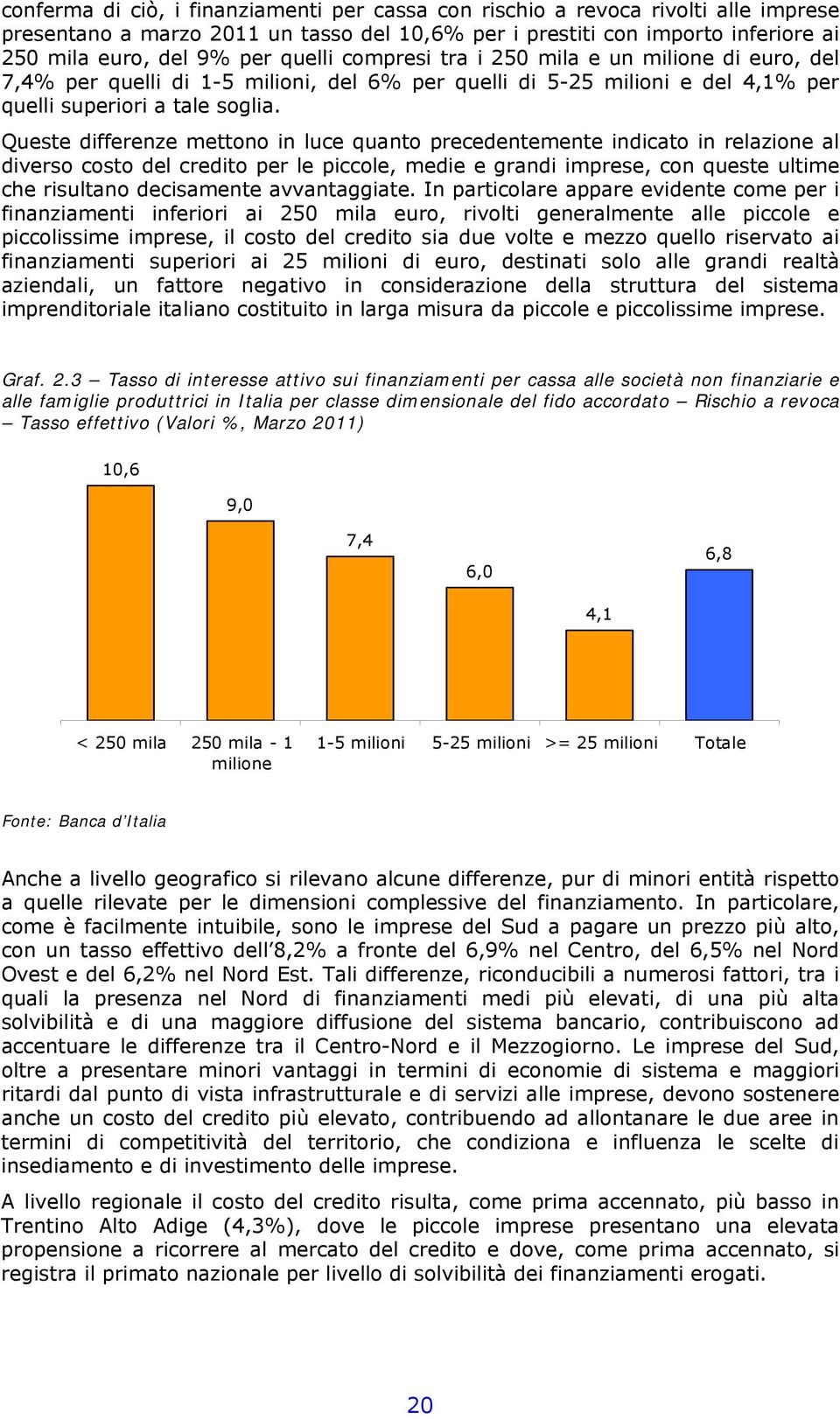 Queste differenze mettono in luce quanto precedentemente indicato in relazione al diverso costo del credito per le piccole, medie e grandi imprese, con queste ultime che risultano decisamente