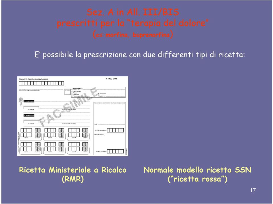 buprenorfina) E possibile la prescrizione con due