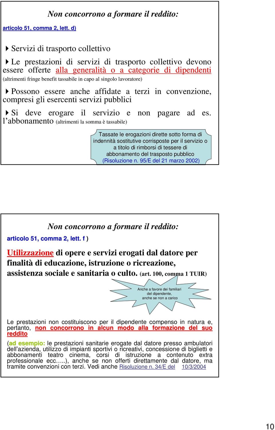 fringe benefit tassabile in capo al singolo lavoratore) Possono essere anche affidate a terzi in convenzione, compresi gli esercenti servizi pubblici Si deve erogare il servizio e non pagare ad es.