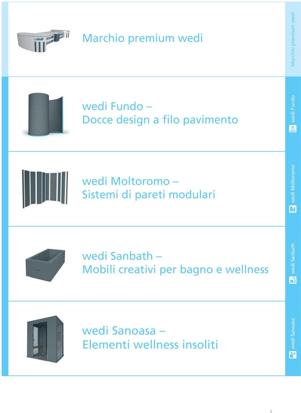 per bagno e wellness wedi Sanoasa Elementi wellness insoliti wedi