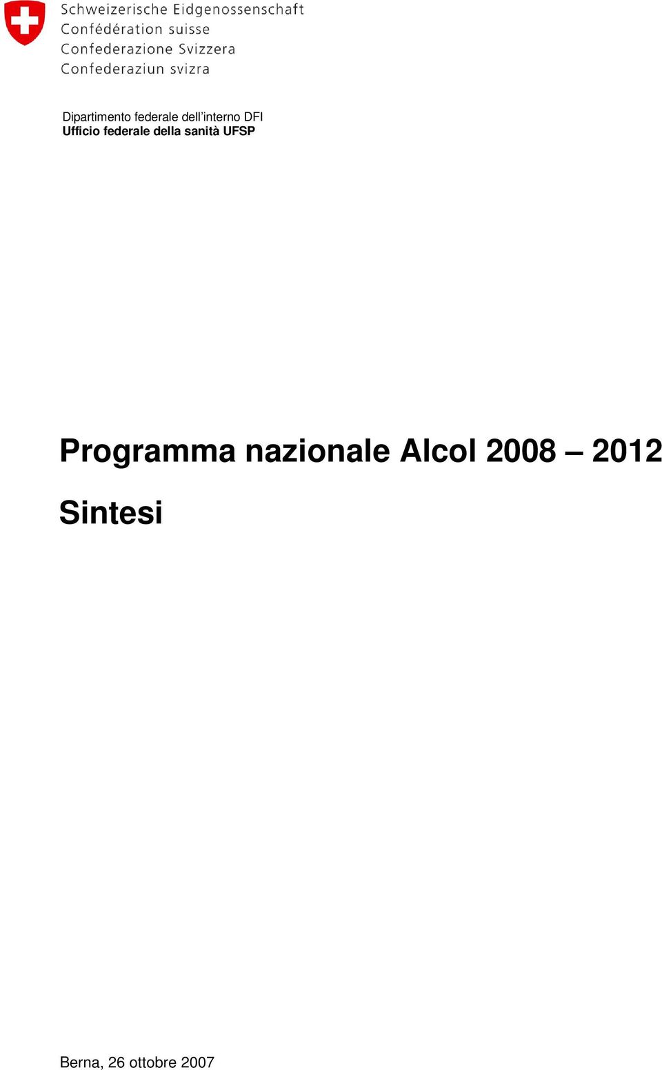 UFSP Programma nazionale Alcol