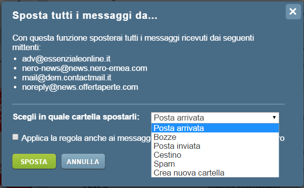 6. Altro. Apre un menu con altre opzioni, il cui uso è intuitivo. 7. Ordina. Ordina i messaggi della cartella attiva secondo i criteri indicati. 8.