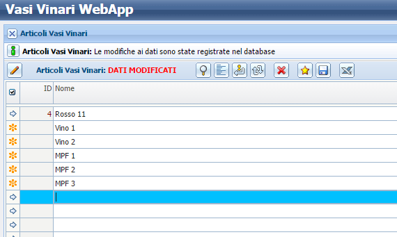 Prima di iniziare ad utilizzare l applicazione bisogna impostare le anagrafiche, i passaggi da effettuare sono: Vasi Vinari 1) Configurazioni anagrafiche: Articoli Vasi Vinari Cliccando sul tasto di