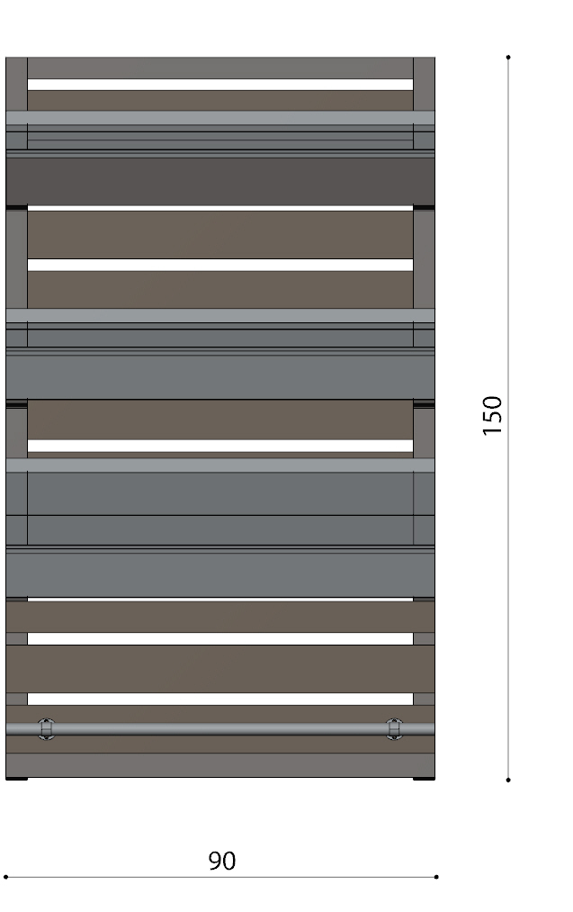 Possibilità di inserire illuminazione a led nel piano inferiore e secondo piano. cod. GFGFxxxx cm 120 cod.