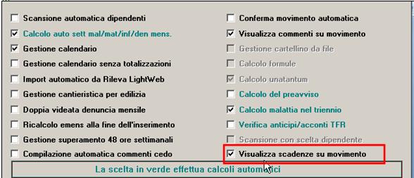 In tal modo durante il movimento vengono visualizzate le scadenze che riguardano ciascun dipendente direttamente nel movimento: Si ricorda che le