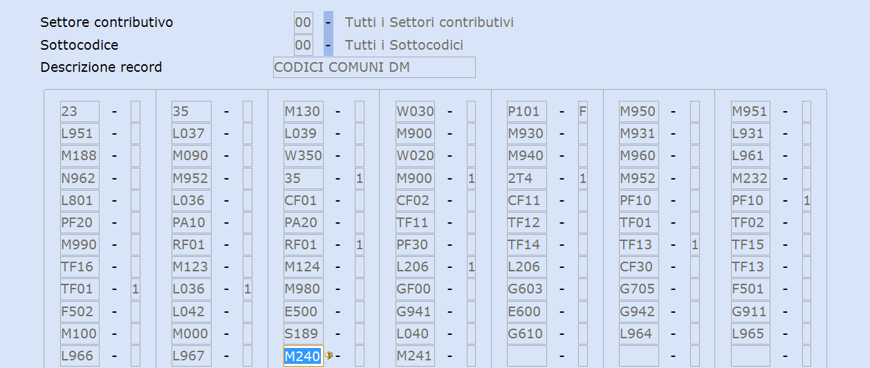 5. Tabella Codici Comuni DM10 31. Paghe e Stipendi 14. Gestione Tabelle 04. Tabelle DM10 03.