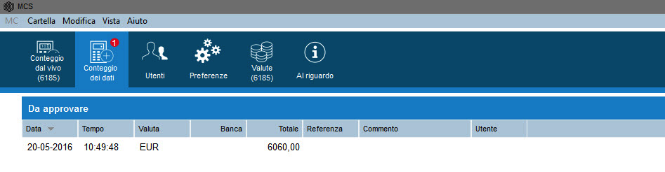 Safescan 985-SX CUR BATCH +1/+ PRINT **** MIX B:--- PCS 70 VAL 95 0 R: S:M 4-0-016 15-1-015 11:59 1:05 Premere [PRINT] per trasferire il risultato del conteggio al software.