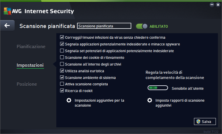 - usare la freccia verde nella parte superiore sinistra della finestra di dialogo per tornare alla panoramica delle scansioni pianificate. 3.7.4.2.