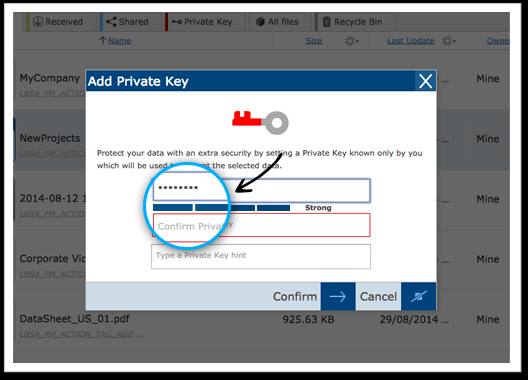 Private Key Con BooleBox è possibile blindare e-mail e qualsiasi tipo di file, sia quelli archiviati online che quelli sul proprio dispositivo tramite chiavi di cifratura private: Private Key note