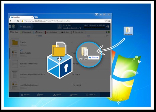1 Seleziona - Scegliere la cartella sul pc che si vuole uploadare in BooleBox 2 Accedi e trascina
