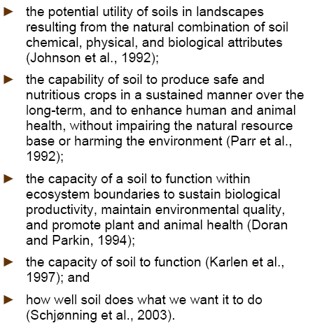 Molteplici definizioni di qualità del suolo: