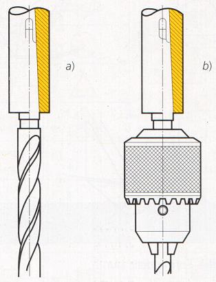 Montaggio degli utensili Gli utensili usati per la lavorazione dei fori vengono collegati alle macchine in modi diversi a seconda del loro diametro e della forma del codolo.