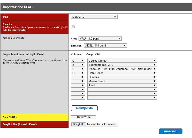 6 Importazione DEACT Ora vedremo come allineare il file Excel che Vodafone ha inviato, con il calcolo dei Deact effettuato in CRM.