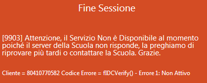 Avvertenze Qualora dopo l accesso dalla prima pagina, invece di ricevere l accesso al Sistema appare una schermata di errore del tipo di quella riportata a fianco, significa che, per qualche ragione,