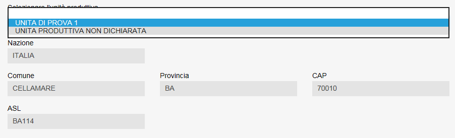 Denuncia/comunicazione di infortunio offline Nel caso in cui non si volesse dichiarare l Unità Produttiva, si dovrà selezionare dall elenco UNITÀ PRODUTTIVA NON DICHIARATA e procedere con la