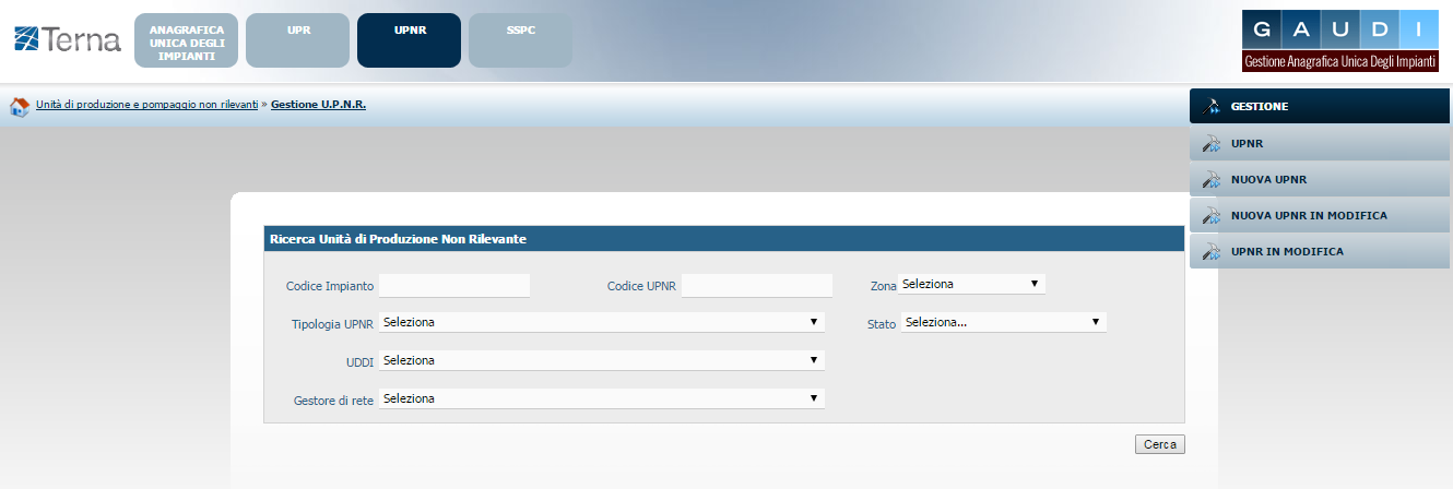 Figura 28 Gestione UPNR Selezionando la funzione Nuova UPNR nella maschera