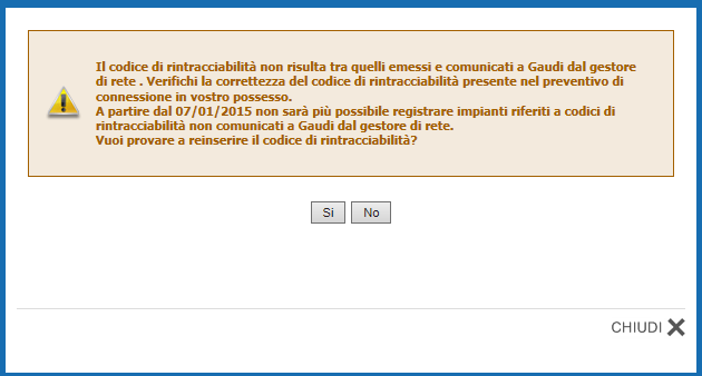 Pag. 8 Selezionando il tasto avanti, il sistema effettuerà i controlli di esistenza del codice di rintracciabilità nel sistema.