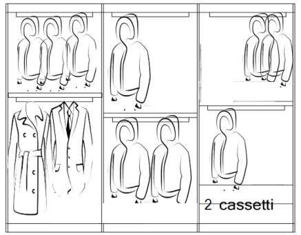 In ogni armadio è INCLUSA n.1 CASSETTIERA interna a 2 cassetti.