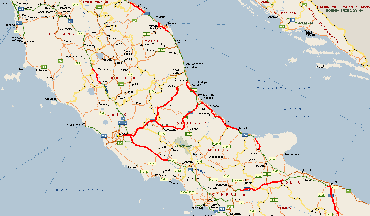 mappatura delle aree/nodi autostradali più