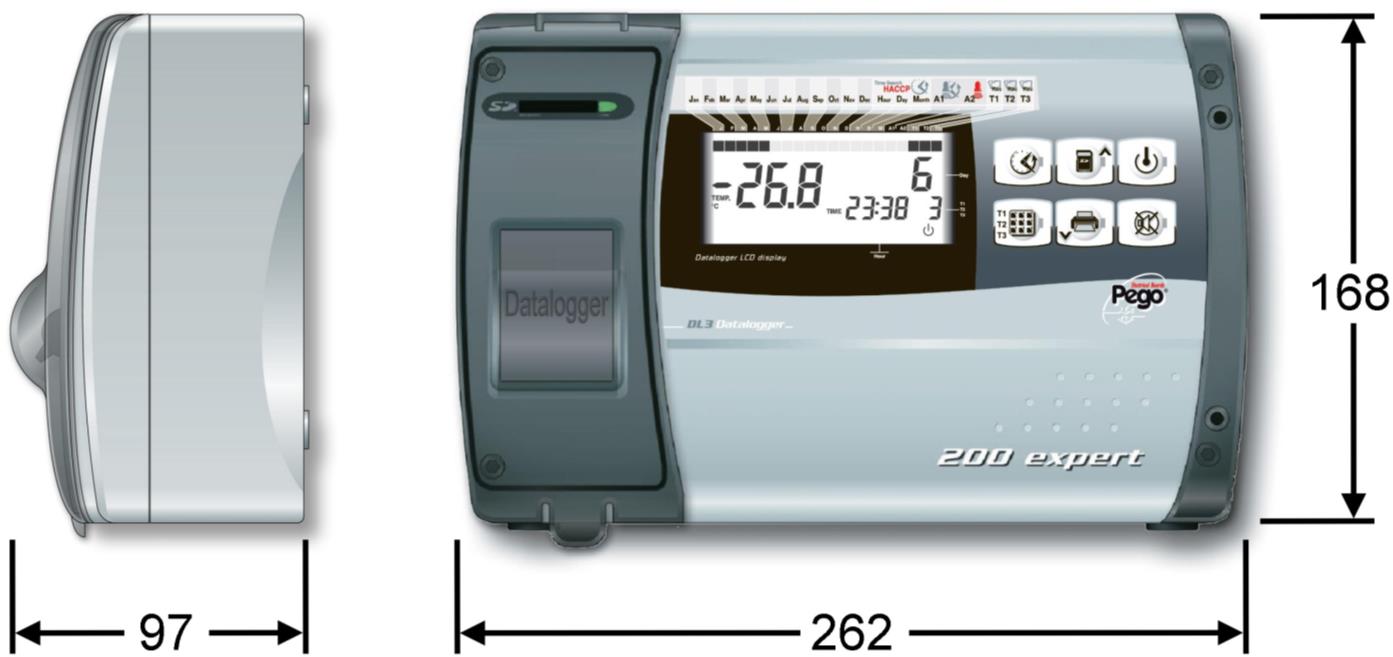 (fino ad 1 anno di registrazione). Slot Secure Digital di scarico dati. PLUS EXPERT DL3 Datalogger up to 3 temperature channel (45 C -45 C) and n.