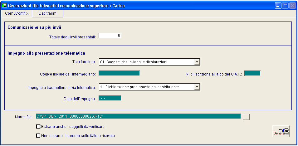 Sezione Dati trasmissione Fig.