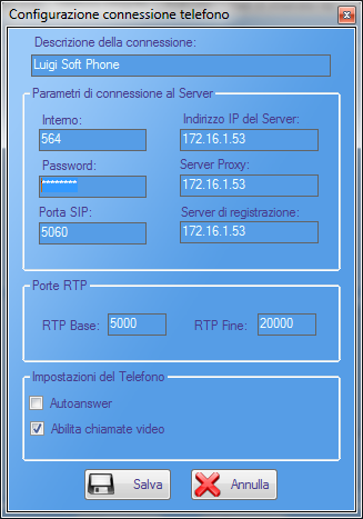 cnfigurazine SIP e di rete del telefn integrat.