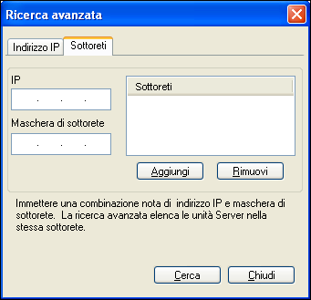 VDP RESOURCE MANAGER 80 2 Per individuare un server mediante il suo indirizzo IP, fare clic sulla scheda Manuale, immettere l indirizzo IP e fare clic su Aggiungi.