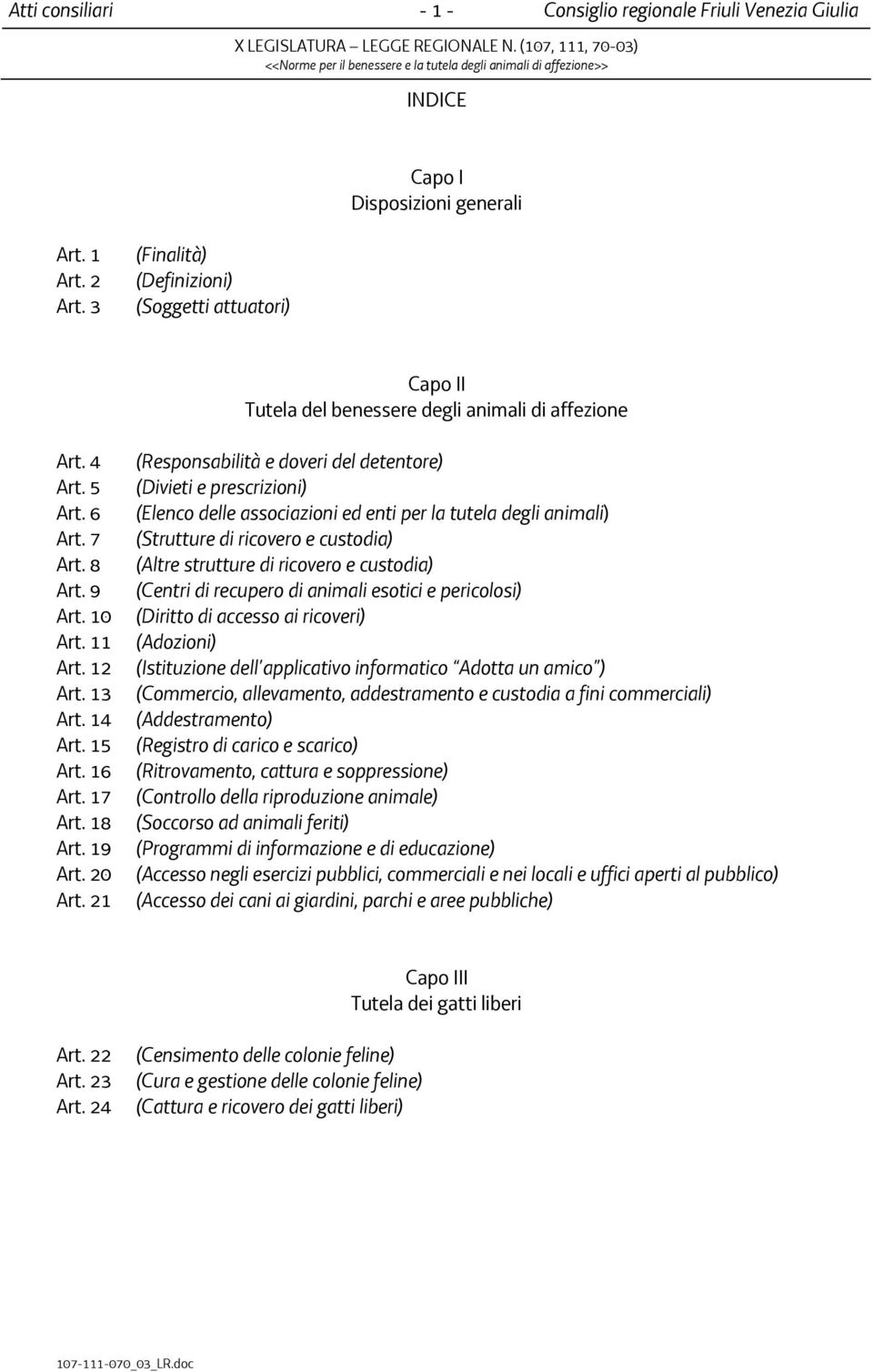 21 (Responsabilità e doveri del detentore) (Divieti e prescrizioni) (Elenco delle associazioni ed enti per la tutela degli animali) (Strutture di ricovero e custodia) (Altre strutture di ricovero e