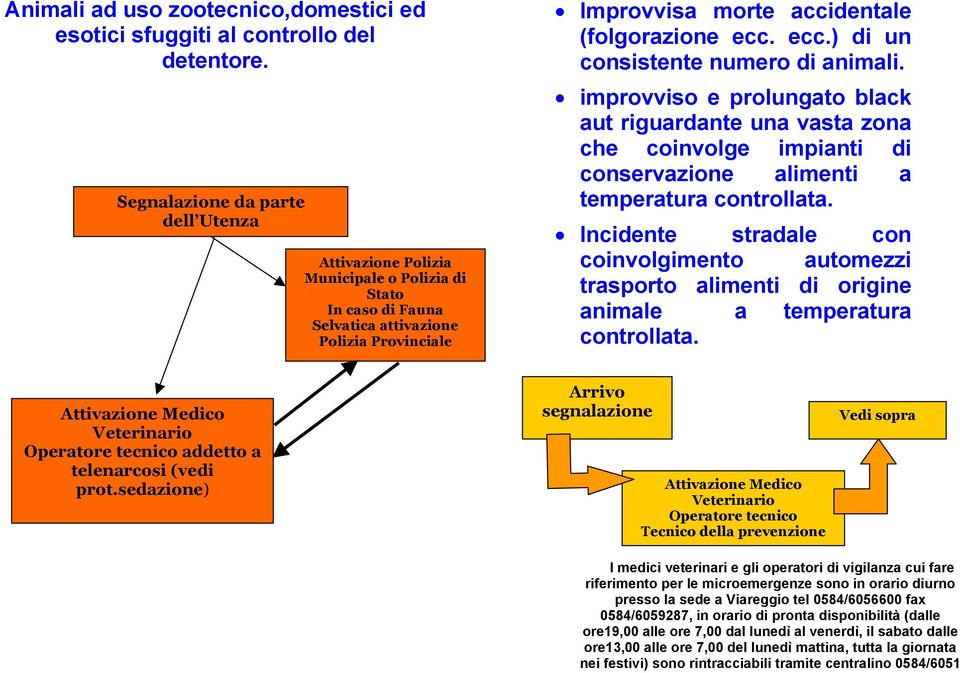 ecc.) di un consistente numero di animali. improvviso e prolungato black aut riguardante una vasta zona che coinvolge impianti di conservazione alimenti a temperatura controllata.