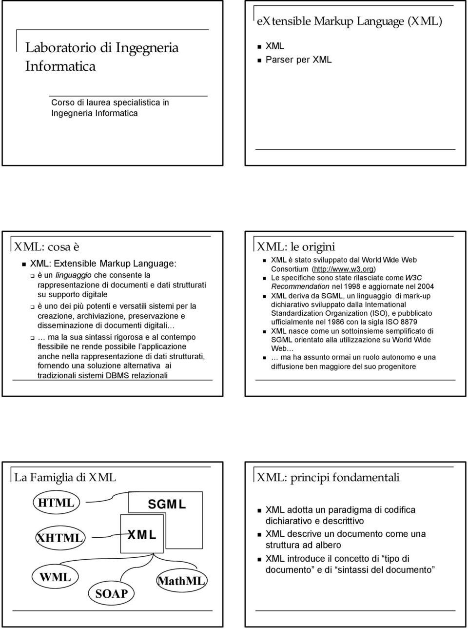 disseminazione di documenti digitali ma la sua sintassi rigorosa e al contempo flessibile ne rende possibile l applicazione anche nella rappresentazione di dati strutturati, fornendo una soluzione