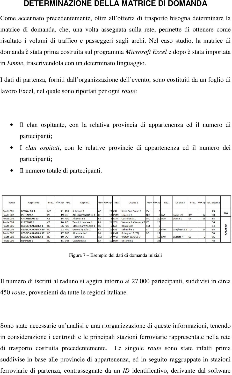 Nel caso studio, la matrice di domanda è stata prima costruita sul programma Microsoft Excel e dopo è stata importata in Emme, trascrivendola con un determinato linguaggio.