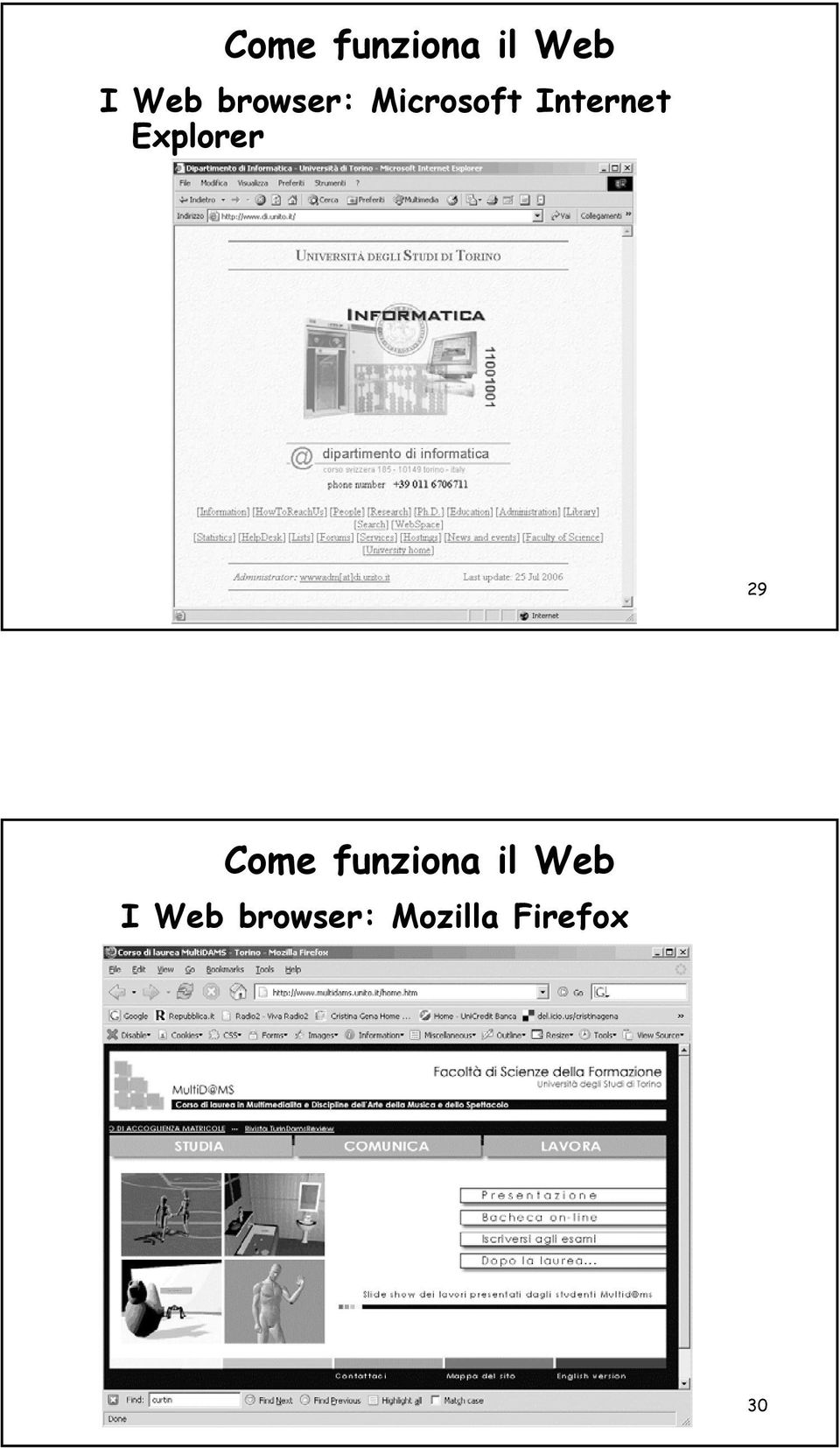 html] 29 Come funziona il Web I Web browser:
