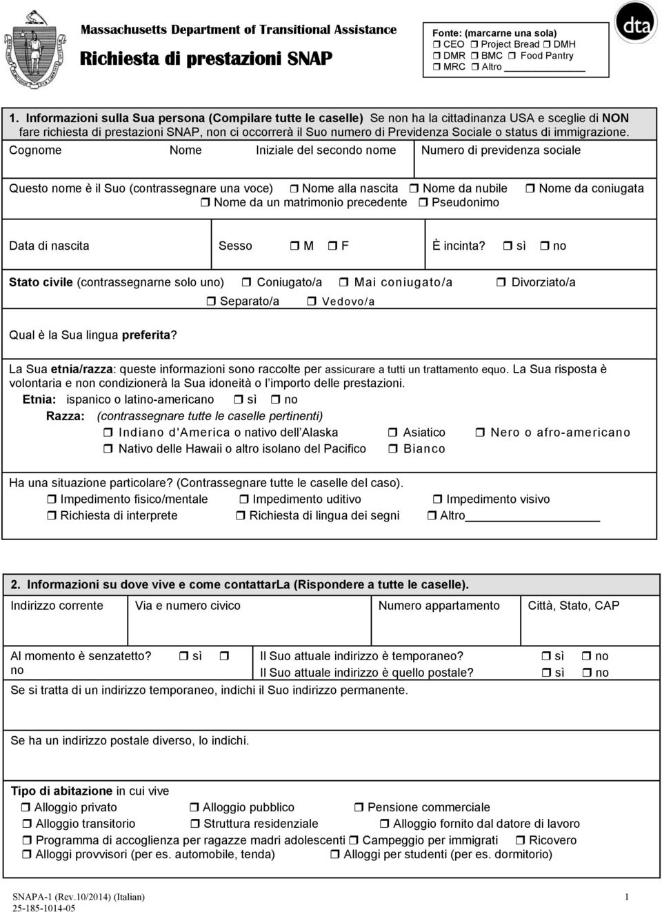 status di immigrazione.