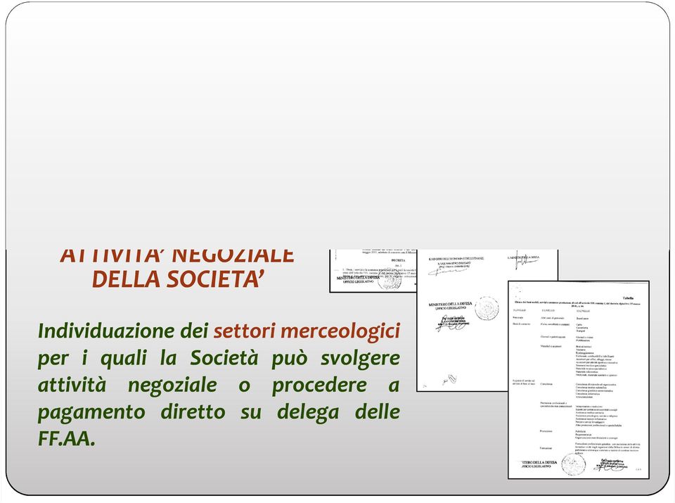 settori merceologici per i quali la Società può svolgere attività