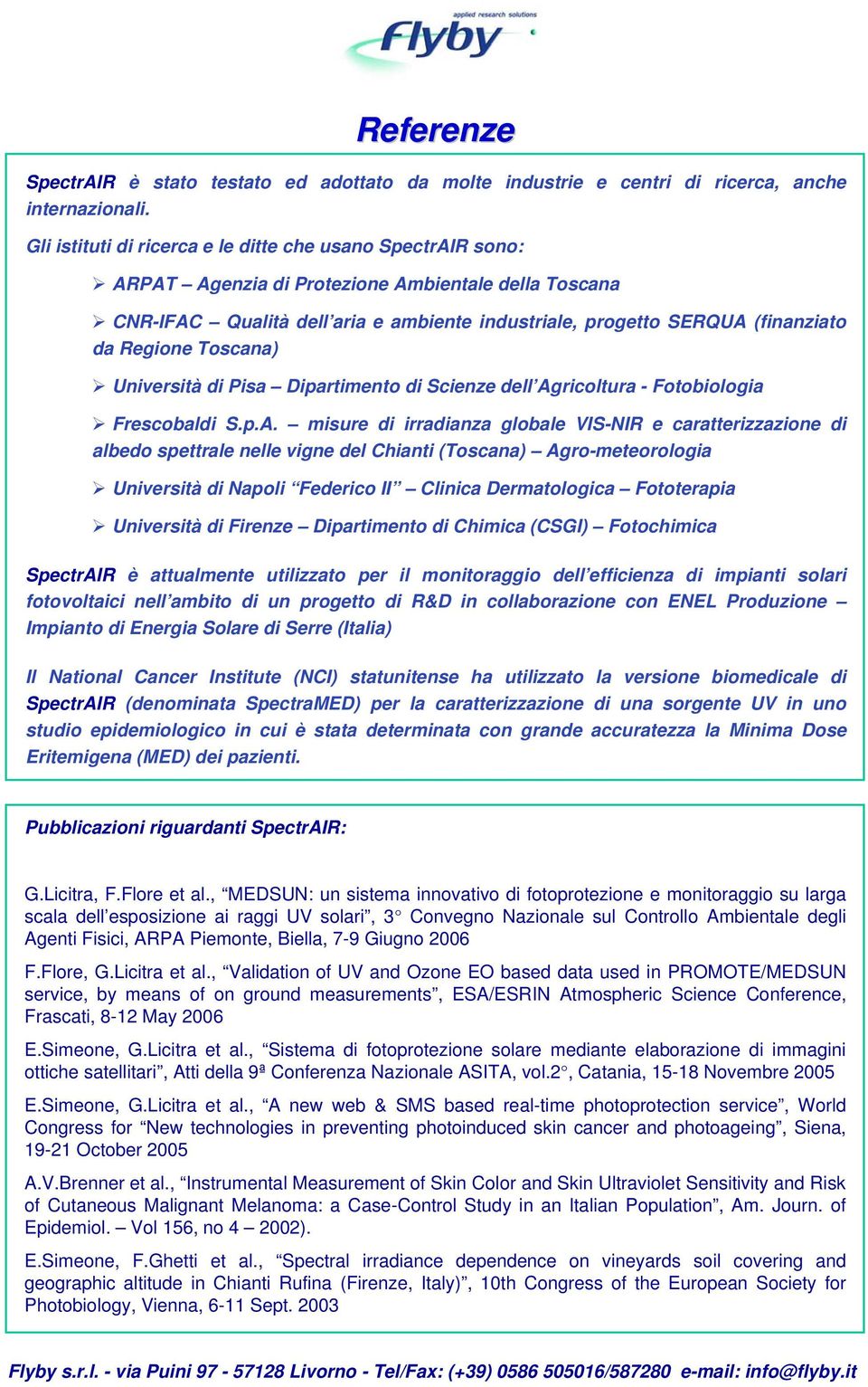 Regione Toscana) Università di Pisa Dipartimento di Scienze dell Ag